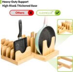 Pots and Pans Organizer under Cabinet, Bamboo Expandable Bakeware and Cutting Board Organizers, Adjustable Pot Lids Holder Rack, Cookie Sheet Baking Pan, Tray Organizer for Kitchen Storage (Natural) - Image 7