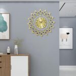 24.0 Inch Gold Large Wall Clocks for Living Room Decor,Elegant 3D Modern Wall Clock with Dial Arabic Numberals Non-Ticking Silent Big Wall Clocks,Diamond Round Home Decoration Kitchen Clocks - Image 5