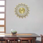 24.0 Inch Gold Large Wall Clocks for Living Room Decor,Elegant 3D Modern Wall Clock with Dial Arabic Numberals Non-Ticking Silent Big Wall Clocks,Diamond Round Home Decoration Kitchen Clocks - Image 6