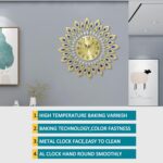 24.0 Inch Gold Large Wall Clocks for Living Room Decor,Elegant 3D Modern Wall Clock with Dial Arabic Numberals Non-Ticking Silent Big Wall Clocks,Diamond Round Home Decoration Kitchen Clocks - Image 7