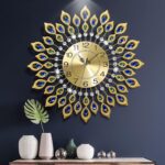 24.0 Inch Gold Large Wall Clocks for Living Room Decor,Elegant 3D Modern Wall Clock with Dial Arabic Numberals Non-Ticking Silent Big Wall Clocks,Diamond Round Home Decoration Kitchen Clocks - Image 9