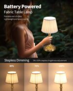 KDG Cordless Portables Table Lamp Set of 2, LED Fabric Shade Small Desk Lamps, 5000mAh Battery Powered Lighting, 2700K Stepless Dimmable Light for Living Room, Dining Room, Bedroom, Bedside (Bronze) - Image 5