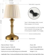 KDG Cordless Portables Table Lamp Set of 2, LED Fabric Shade Small Desk Lamps, 5000mAh Battery Powered Lighting, 2700K Stepless Dimmable Light for Living Room, Dining Room, Bedroom, Bedside (Bronze) - Image 6