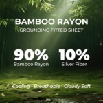 Powdion Grounding Sheets Deep Pocket 16 Inches White, 90% Bamboo Viscose & 10% Silver Fiber Infused Earthing Bed Sheets, Hotel Luxury Cooling Grounding Bed Sheet for Improved Sleep Wellness 60"x80" - Image 4