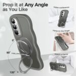 [Magnetic Stand & Wave Frame] Case for Samsung Galaxy S24 Plus / S25 Plus [Fit for MagSafe] [Military Drop Protective] Translucent S24 Plus / S25 Plus Phone Ring Cover for Women Men 6.7" Gray - Image 3