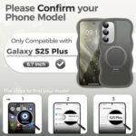 [Magnetic Stand & Wave Frame] Case for Samsung Galaxy S24 Plus / S25 Plus [Fit for MagSafe] [Military Drop Protective] Translucent S24 Plus / S25 Plus Phone Ring Cover for Women Men 6.7" Gray - Image 9