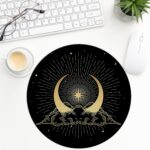 Mouse Pad，Crescent Moon accompanied by Clouds Stars Funny Round Mousepad with Design，Small Non-Slip Rubber Gaming Pads，Office Dorm Computer Laptop Mouse pad 7.9 x 7.9 Inch - Image 3