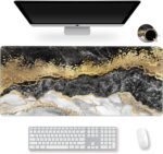 ArtSo Large Gaming Mouse Pad Extended Desk Pad XL Keyboard Mat Long Mousepad Decor Writing Pad 31.5x11.8inch Non Slip Rubber Base with Stitched Edges for Work, Game -Black Grey Marble - Image 3