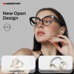 Monster Open Ear AC339 Earbuds, Bluetooth 6.0 Earphones Stereo Sound, Open Ear Clip Wireless Earbuds 40 Hours Playback, with Smart Digital Display Design, Touch Control, IPX6 Waterproof,Beige - Image 5