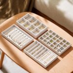 Velvet Jewelry Drawer Organizer Trays – Beige Stackable Jewelry Storage Inserts Set, 4-Layer Jewelry Tray Set for Earrings, Rings, Necklaces, Bracelets with Removable Dividers for Dresser & Vanity - Image 4