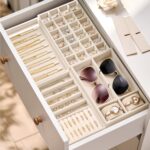 Velvet Jewelry Drawer Organizer Trays – Beige Stackable Jewelry Storage Inserts Set, 4-Layer Jewelry Tray Set for Earrings, Rings, Necklaces, Bracelets with Removable Dividers for Dresser & Vanity - Image 6