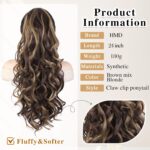 HMD Ponytail Extension,24 Inch Claw Clip Wavy Ponytail Extension Synthetic Pony tails Hair Extensions for Women Fluffy Natural Soft Hairpiece for Daily Party Use - Image 3