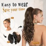 HMD Ponytail Extension,24 Inch Claw Clip Wavy Ponytail Extension Synthetic Pony tails Hair Extensions for Women Fluffy Natural Soft Hairpiece for Daily Party Use - Image 4