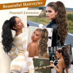 HMD Ponytail Extension,24 Inch Claw Clip Wavy Ponytail Extension Synthetic Pony tails Hair Extensions for Women Fluffy Natural Soft Hairpiece for Daily Party Use - Image 8