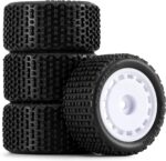 INJORA Pre-Mounted Pin Buggy Tires & Wheels for 1/28 Losi Micro-T, 4pcs(White) - Image 7