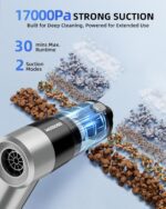 Mini Car Vacuum with 17000Pa High Power Suction,Portable Handheld Vacuum Blow & Suction,4 in 1 Cordless Small Vacuum Cleaner for Car,Home,Office,PC.Air Duster for Quick Cleaning of Small Areas - Image 3