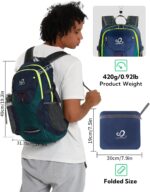 WATERFLY Lightweight Packable Hiking Backpack: 30L Foldable Travel Daypack Ultralight Camping Day Pack for Woman Man - Image 3