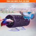 Abizoo Betta Cave - Purple Fish Tunnel with Holes for Small Fish & Shrimp Habitat, Betta Toys Shelter Hideaway, Moss Aquarium Ornament - Image 7