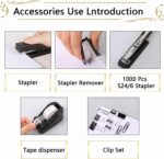 Office Supplies,Desk Accessories, Stapler and Tape Dispenser Set for Women with Stapler, Tape Dispenser, Staple Remover, Staples, Clips, Scissor and Tabs,Gift for Students, Coworkers - Image 3