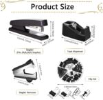 Office Supplies,Desk Accessories, Stapler and Tape Dispenser Set for Women with Stapler, Tape Dispenser, Staple Remover, Staples, Clips, Scissor and Tabs,Gift for Students, Coworkers - Image 6