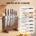 HOSHANHO Magnetic Knife Block, Thickened Acacia Wood Kitchen Knife Holder Stand with Strong Magnets, Multifunctional Double Side Knife Storage Organizer for Kitchen Counter - Image 4
