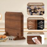 HOSHANHO Magnetic Knife Block, Thickened Acacia Wood Kitchen Knife Holder Stand with Strong Magnets, Multifunctional Double Side Knife Storage Organizer for Kitchen Counter - Image 5