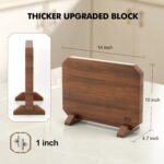 HOSHANHO Magnetic Knife Block, Thickened Acacia Wood Kitchen Knife Holder Stand with Strong Magnets, Multifunctional Double Side Knife Storage Organizer for Kitchen Counter - Image 6