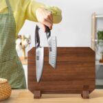 HOSHANHO Magnetic Knife Block, Thickened Acacia Wood Kitchen Knife Holder Stand with Strong Magnets, Multifunctional Double Side Knife Storage Organizer for Kitchen Counter - Image 7