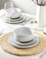 Hasense Plates and Bowls Sets, 18 Pieces Modern Porcelain Dishes Sets Service for 6, Stoneware Dinnerware Sets with Speckled Pattern, Scratch Resistant Microwave and Dishwasher Safe, White - Image 5