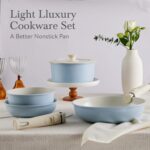 Pots and Pans Set Healthy Non toxic Non Stick Ceramic Cookware Set 21 Pcs Detachable Handles, Oven Safe, Induction Dishwasher, Stackable Frying Pan (PFOS, PFOA Free),Blue - Image 4