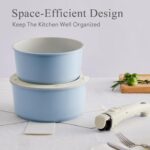 Pots and Pans Set Healthy Non toxic Non Stick Ceramic Cookware Set 21 Pcs Detachable Handles, Oven Safe, Induction Dishwasher, Stackable Frying Pan (PFOS, PFOA Free),Blue - Image 8