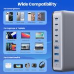 USB C Charger Block 515W[2025 Upgraded] GaN IV 8 Port Fast Charging Station Hub,Dual PD 100W USB C Laptop Charger Compatible with MacBook Pro/Air,iPad,iPhone 16/15,Galaxy S23/S24 Steam Deck Dell XPS - Image 8