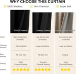 NICETOWN 100% Blackout Plylux Curtains for Living Room 2 Panels - Completely Blackout Window Drapes Thermal Insulate Smart Curtians for Nursery Patio Glass Door, Grommet Top (52 by 95 inches, Black) - Image 5