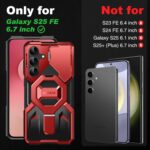 TONGATE Magnetic for Samsung Galaxy S25 FE Case with Privacy Screen Protector, [Compatible with MagSafe][Camera Protective Cover][Military-Grade Protection] Ring Stand Phone Case S25 FE 6.7", Red - Image 3