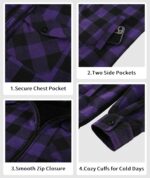 V VALANCH Men's Sherpa Lined Flannel Jacket with Hood – Zip Up Plaid Shirt Jacket Winter Outdoor Warm Outerwear Fleece Coat - Image 5