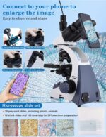 Microscope for Adults 40X-5000X Magnification Lab Grade with Dual Mechanical Stages and HD USB Camera Trinocular Microscope - Image 5