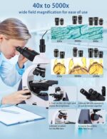 Microscope for Adults 40X-5000X Magnification Lab Grade with Dual Mechanical Stages and HD USB Camera Trinocular Microscope - Image 6