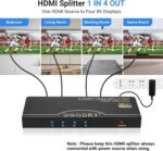 DGODRT 8K@60Hz HDMI Splitter 1 in 4 Out, 1x4 Power HDMI 2.1 Splitter 4 Ports Distributor Box, Support 4K@120HZ HDCP 2.3 3D HDR 48 Gbps for HDTV, Fire Stick, PS5, Xbox, Blu Ray(HDsplit8K-4P) - Image 4