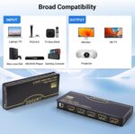 DGODRT 8K@60Hz HDMI Splitter 1 in 4 Out, 1x4 Power HDMI 2.1 Splitter 4 Ports Distributor Box, Support 4K@120HZ HDCP 2.3 3D HDR 48 Gbps for HDTV, Fire Stick, PS5, Xbox, Blu Ray(HDsplit8K-4P) - Image 6