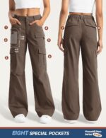 Moosehill Women's-Cargo-Hiking-Pants-High-Waisted Wide Leg Water Resistance Lightweight Stretch for Work Casual Outdoor - Image 3