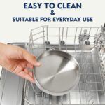 Elevated Cat Bowls for Indoor Cats – Raised Bamboo Cat Bowl Stand with 5.5 Inch Wide Stainless Steel Dishes, Pet Food Table Plate for Easy Feeding, Whisker Friendly(Silver,Set of 2) - Image 7