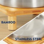 Elevated Cat Bowls for Indoor Cats – Raised Bamboo Cat Bowl Stand with 5.5 Inch Wide Stainless Steel Dishes, Pet Food Table Plate for Easy Feeding, Whisker Friendly(Silver,Set of 2) - Image 8