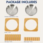 Elevated Cat Bowls for Indoor Cats – Raised Bamboo Cat Bowl Stand with 5.5 Inch Wide Stainless Steel Dishes, Pet Food Table Plate for Easy Feeding, Whisker Friendly(Silver,Set of 2) - Image 9