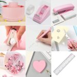 Pink Office Desk Accessories, 15pcs Office Supplies 360°Pen Holder Desk Organizers and Accessories with Pink Stapler and Tape Dispenser Set, Cute Desk Accessories for Women Gift Set - Image 10