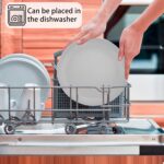 LIYH 48 Pcs Light Grey Plastic Wheat Straw Dinnerware Plates and Bowls Set,Camping Dish Set for 12, Dishwasher Safe Dinnerware Sets, Unbreakable Plates,Camping Dish Sets - Image 6