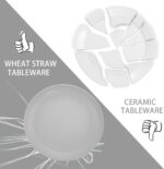 LIYH 48 Pcs Light Grey Plastic Wheat Straw Dinnerware Plates and Bowls Set,Camping Dish Set for 12, Dishwasher Safe Dinnerware Sets, Unbreakable Plates,Camping Dish Sets - Image 7