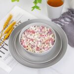 LIYH 48 Pcs Light Grey Plastic Wheat Straw Dinnerware Plates and Bowls Set,Camping Dish Set for 12, Dishwasher Safe Dinnerware Sets, Unbreakable Plates,Camping Dish Sets - Image 9