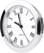 Hicarer 1-1/2 Inch (37 mm) Round Quartz Clock Insert Replacement Mini Quartz Movement Miniature Clock with Roman Numerals Fit 35 mm Diameter Hole White Dial - Image 4