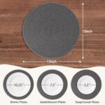 Placemats Set of 6, 13" Round Woven Table Mats, Cotton Rope Placemats for Kitchen and Dining Table, Farmhouse Wicker Rattan Place Mats for Decor, Non Slip, Heat Resistant Hot Pods, Dark Gray - Image 3