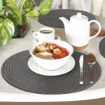 Placemats Set of 6, 13" Round Woven Table Mats, Cotton Rope Placemats for Kitchen and Dining Table, Farmhouse Wicker Rattan Place Mats for Decor, Non Slip, Heat Resistant Hot Pods, Dark Gray - Image 7